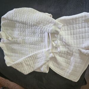 CALIA by Carrie Underwood Quilted White Sweatshirt & Shorts Set